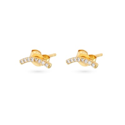 Twice As Nice Oorbellen in 18kt verguld zilver, smiley in zirkonia, 10 mm