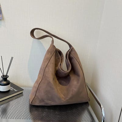 Nouveau Sac Cabas en Daim Givré Automne et Hiver Grande Capacité Navette Décontracté Sac à Épaule Sac pour Femme Tendance et Polyvalent gray