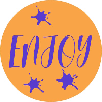 Stickers - "ENJOY" - 39mm - 250 Stuks - Oranje / Metallic Blauw - Serie (Neon Vibes) - Sluitsticker - Etiketten - Stickers Bullet Journal - Volwassenen / Kinderen - Cadeaus - Decoratie
