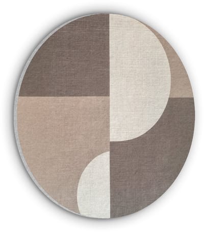 Akoestisch wandpaneel rond 30x30 cm - Vilt schilderij Raster - Halve cirkels - Contrast - Ronde akoestische panelen - Geluidsdempende wanddecoratie - Geluidsisolatie wandcirkel - Muurdecoratie geluidspanelen