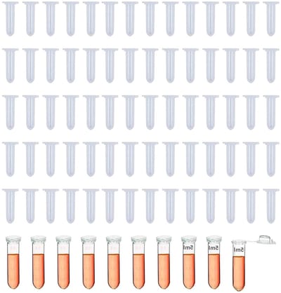 80 Stuks Microcentrifuge Tubes 5 ml Transparant Plastic Testbuizen voor Monsteropslag met Snap Cap
