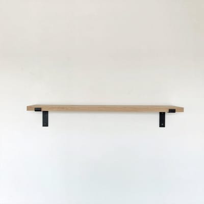 GoudmetHout® Wandplank Industrieel - 120 x 20 cm Muurplank - Eiken Hout - Decoratie Wandrek & Boekenrek - Hangplank Keuken - Wall Shelf + 2 Mat Blanke Plankdragers van Staal