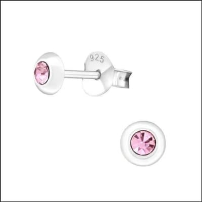 Aramat Jewels | Oorbellen | Zilveren Kristal Oorbellen - Subtiel en Elegant | 4mm / Licht Roze | |5mm | Zilver | Kinderen, Volwassenen | Verkleurd niet