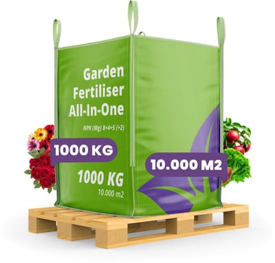 Tuinmest All-In-One (bigbag 1000 kg – voor 10.000m2) Voor alle planten en gewassen in Siertuin, Moestuin, Boomgaard - Organifer