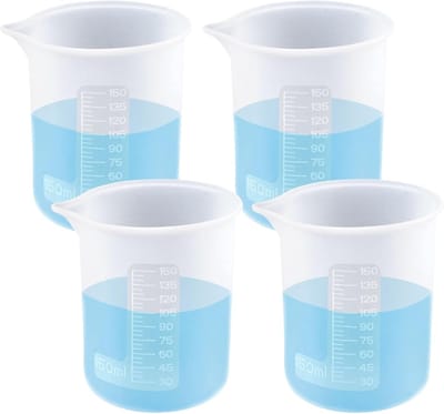 4 stuks wasmiddel, doseerhulp, 150 ml, siliconen maatbeker met maatstaf | waspoederdoseerder, maatbeker voor waspoeder, herbruikbaar, voor keuken, doe-het-zelf knutselwerk en laboratorium
