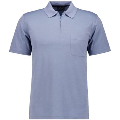 Ragman Uni Easy Care Zipper Poloshirt Pima Cotton Mix Blauwgrijs / male