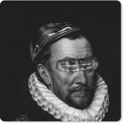 Muismat 20x20 cm - Mousepad Portret van Willem I - Adriaen Thomasz - Zwart - Wit - Muismatten