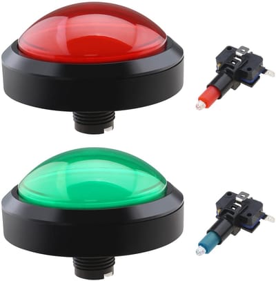 Dailygoods- Drukknoppen 100 mm - Drukknoppen set 2 stuks - Microschakelaar - Kunststof - Arcade machine onderdelen - 12V voeding - Arcadeknoppen