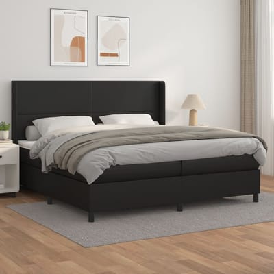 vidaXL - Boxspring - met - matras - kunstleer - zwart - 200x200 - cm