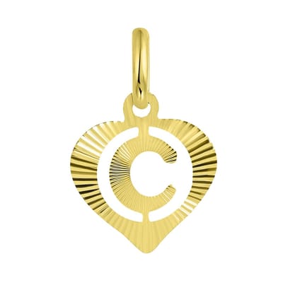 Lucardi Dames alfabet hanger hart - Letter C - Cadeau - 9 Karaat - Geelgoud