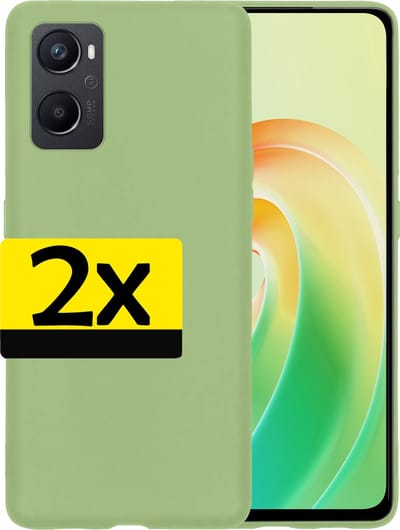 Hoesje - 2 Stuks - Geschikt voor OPPO A76 - Sterk & Shockproof - Case Siliconen - Back Cover - Telefoon Hoes - Telefoonhoesjes - Groen