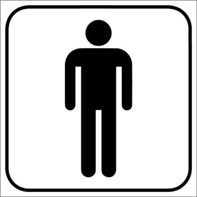 Toilet heren sticker, wit 100 x 100 mm