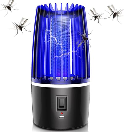 Elektrische Muggenlamp - Oplaadbare 2-in-1 Insectenlamp met 2000 mAh Accu - UV Muggenval en Sfeerlamp voor Slaapkamer, Camping en Tuin