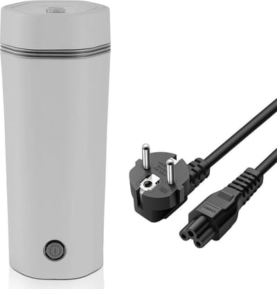 MKSS® Mini Waterkoker - Reiswaterkoker - Draagbare Waterkoker - Camping - Wit met Grijs
