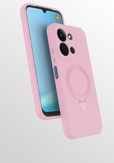 Hoesje Geschikt voor Xiaomi Redmi 15C hoesje zacht siliconen Licht Roze - Liquid Backcover ring hoesje Geschikt voor Magsafe