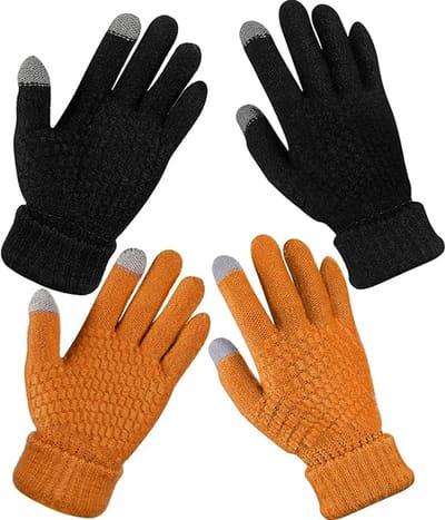 Handschoenen - 2-Paar Touchscreen Handschoenen Dames - Warm Vleece Voering Gebreid - Elastische Manchet - Winter Handschoenen voor Texting en Dagelijks Gebruik - Comfortabel en Stijlvol