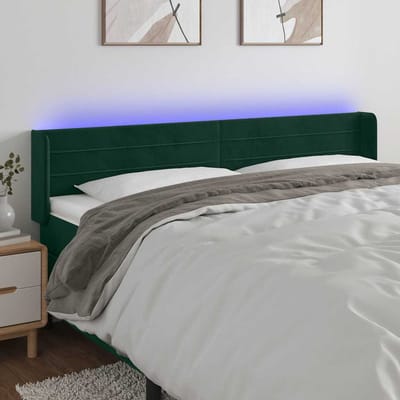 vidaXL - Hoofdbord - LED - 163x16x78/88 - cm - fluweel - donkergroen