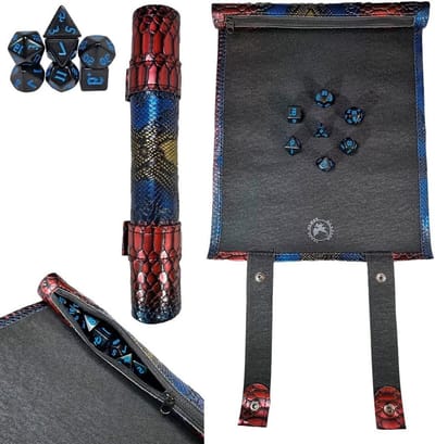 Dobbelstenen Tas Bord - Dobbelspel Accessoires - Rollenspellen - 2-in-1 Ontwerp - 30x25cm Mat - Draak Thema