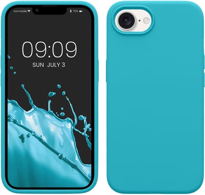 kwmobile telefoonhoesje geschikt voor Apple iPhone 17e / iPhone 16e - Hoesje met siliconen coating - Smartphone case in ijsblauw