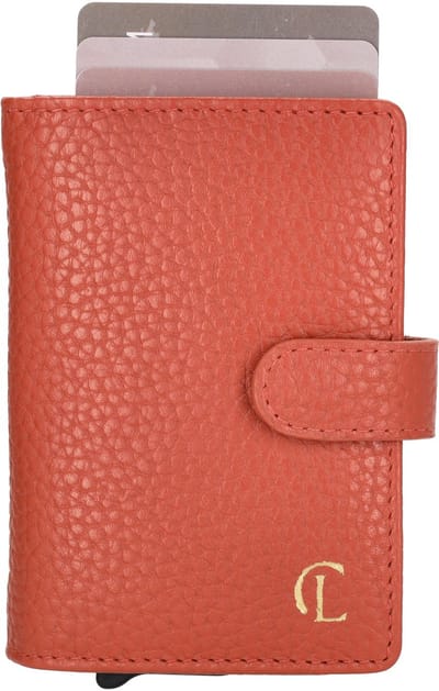 Charm London Washington Creditcard etui - 100% Leer - Leren Tas - Oranje