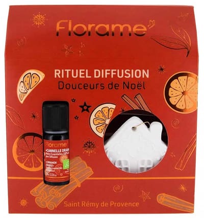 Florame Coffret Etherische Olie Kaneel Sinaasappel Bio 10 ml + Decoratie om te parfumeren