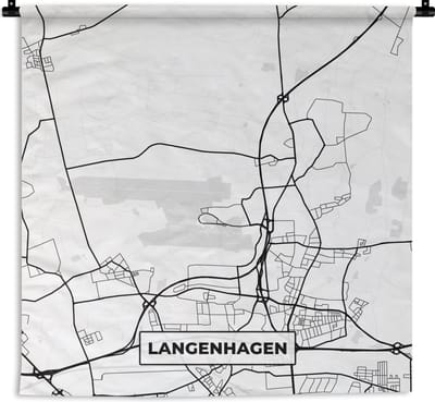 Wandkleed - Wanddoek - Stadskaart - Kaart - Langenhagen - Plattegrond - 180x180 cm - Wandtapijt