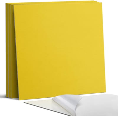 Coloray Wandpanelen Zelfklevend - Kleur geel Zelfklevende Wandpanelen - 50 cm x 50 cm - Geel Wandpaneel PVC - 4 stuks - Eénkleurige Wandpanelen Zelfklevend - Keuken Wandpanelen - Wandpanelen Badkamer