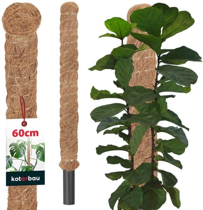 KOTARBAU® Kokosstok, Plantenstok, ⌀ 3,2 x 60 cm, Kokosstaaf, Klimhulp Monstera, Bruin, Kokosvezel, Klimhulp, Plantenstaaf, Kokosstok voor Monstera, Kokosstaaf voor Klimplanten