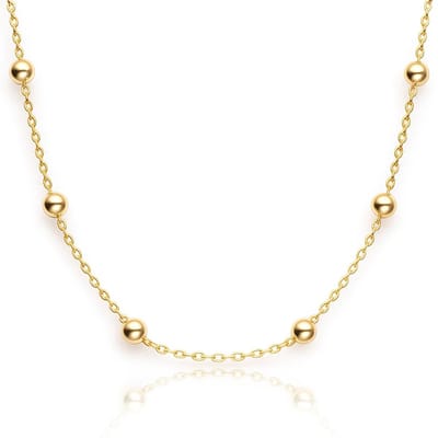 Goudkleurig Kralenketting - Dames Ketting met kralen – Echt Zilver - Amona Jewelry