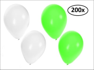 Ballonnen helium 200x groen en wit