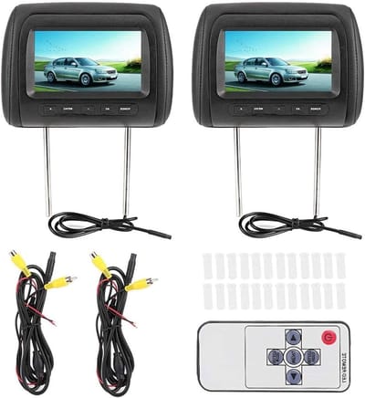 Dubbele Hoofdsteun DVD Speler - Autobediening Videospeler - Reis Entertainment - Twee 7-inch HD Schermen - 16:9 Breedbeeld - Zwart