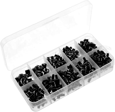 Drukknopschakelaars Kit - Componenten - Elektronica Projecten - Compact Ontwerp - 20 Stuks - Zwart