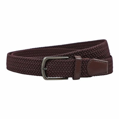 Houtkamp Bruine Elastische riem - Dames en Heren - Rekbare Riem - Afgeronde Gesp - Stretch Elastiek - Bruin - Lengte totaal 110 cm / Riemmaat 95