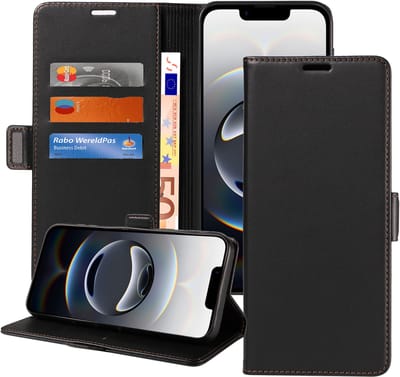ChiGuard Book Case Hoesje geschikt voor iPhone 16e - Magnetische Sluiting - Portemonnee Rustic Zwart