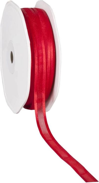 Satin edge Organzalint Rood – 10 mm × 50 m – Organza