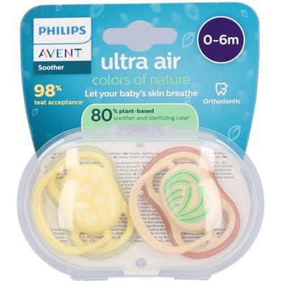 Philips Avent Ultra Air – Ademend en lichtgewicht fopspeen (0-6 mnd) – 2 stuks - SCF087/08