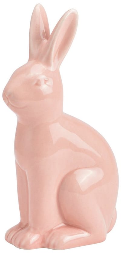 Keramieken Paashaas Decoratie Roze – Glanzend Konijn Beeldje Paasdecoratie 16 cm