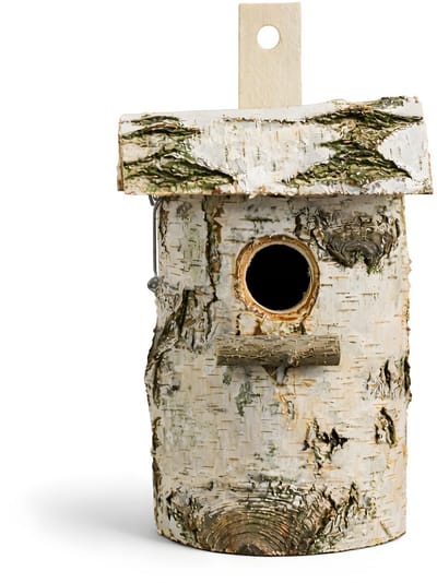 Allecto - Vogelhuis - Berkennestkast voor Kleine Vogels - Natuurproduct - Bruin - Nestkast voor Tuin - Geschikt voor Kleine Vogels - 25 x 14 cm