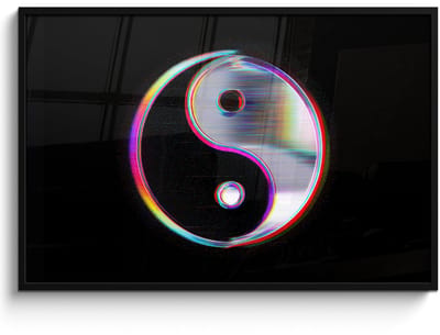 Poster in lijst - Fotolijst 120x80 cm - Posters - Yin-Yang - Cirkel - Regenboog - Posterlijst zwart - Decoratie - Wanddecoratie woonkamer - Muurdecoratie slaapkamer