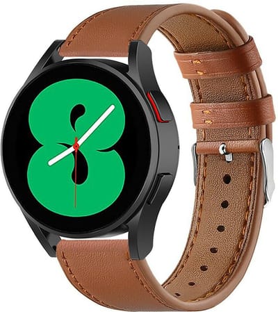 Strap-it Leren bandje - geschikt voor Samsung Galaxy Watch 7 (40 & 44mm) / Galaxy Watch 6 (Classic) / Galaxy Watch 5 / Watch 5 Pro / Galaxy Watch 4 / Watch 4 Classic / Watch FE - bandje leer voor Galaxy Watch 4-5-6 alle varianten - strak bruin