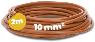 Kalitec 2 meter H07V-K 10 mm² bruine bedradingskabel | Flexibele enkeladerige kabel | 10 mm² gevlochten draad | Fijnaderige bedrading | Enkeladerige kabel voor meterkasten | Enkeladerige kabel voor schakelkasten