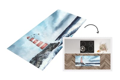 Keukenloper - Loper keuken - Vuurtoren - Zee - Golf - 120x50 cm - Keukenloper vinyl