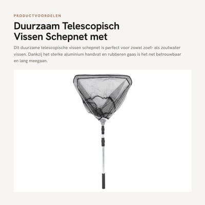 Dailygoods- Visnet Duurzaam Nylon - Telescopisch Hengel - Aluminium Handgreep - Lichtgewicht Gaas - Geschikt voor Zoet/Zoutwater - Schadevrij voor Vis