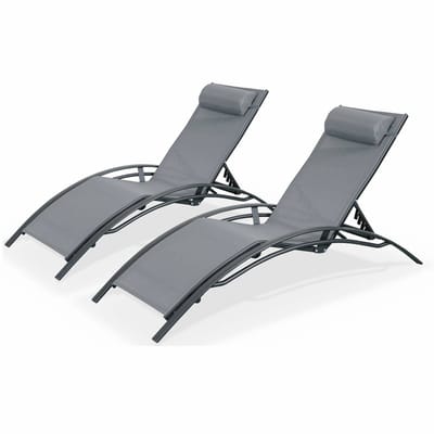 sweeek - Set van 2 aluminium en textileen ligbedden - louisa