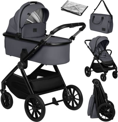 Lionelo Layla Kinderwagen 2in1 - XXL SET - Veelzijdig en jaarrond - Grote wielen - Bediening met een hand - Voor alle soorten terrein - Accessoireset