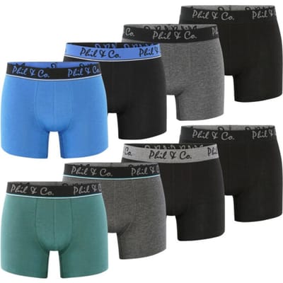Phil & Co Boxershorts Heren Multipack 8-Pack Groen Blauw Zwart Antraciet - Maat 3XL | Onderbroek