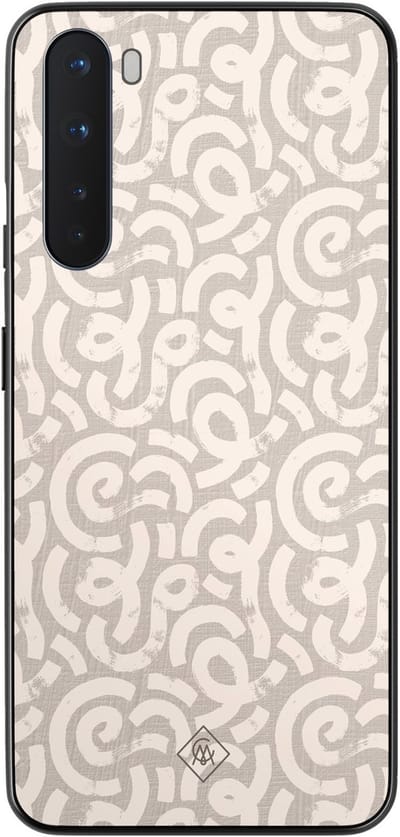 Casimoda® hoesje - Geschikt voor OnePlus Nord - Ivory Abstraction - TPU - Backcover - Bruin/beige - Geometrisch patroon