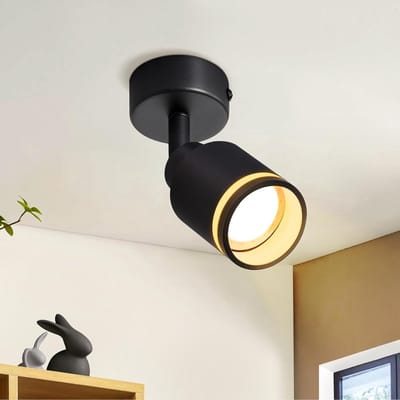 Glitzerlife - Plafondspot Plafondlamp - 355° draaibaar en 180° kantelbaar - moderne opbouwspot GU10 - verstelbare spotlight - metaal - Ø6cm - zwart - 1xGU10 fitting