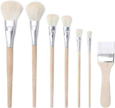Set van 7 Professionele Verfkwasten met Houten Handvat voor Acrylverf en Keramisch Schilderen, Perfect voor Kunstenaars