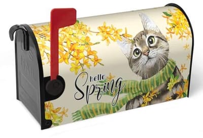 Magnetische Brievenbushoezen Groot Formaat met Gouden Bloemen en Kat voor Tuin en Boerderij